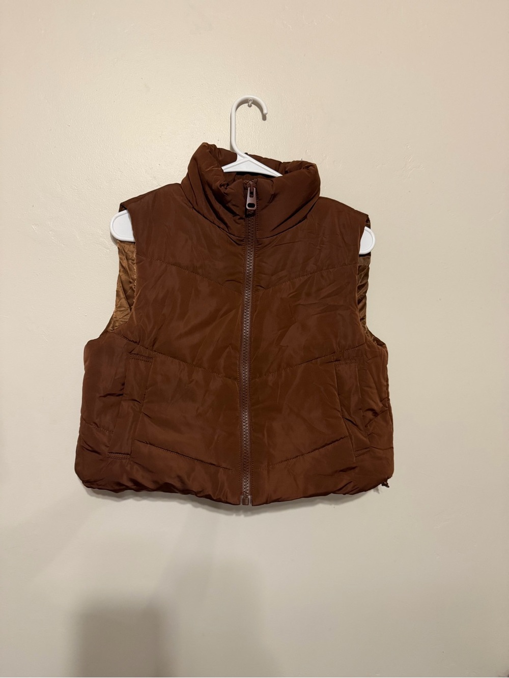 Brown Quilted Puffer Vest - Women's Sleeveless Jacket